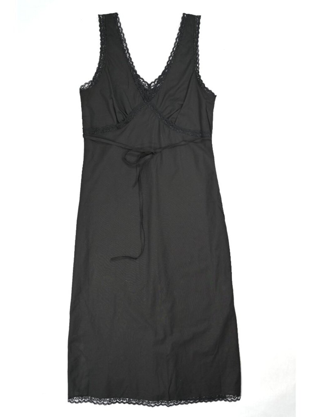 CouCou The Iris Slip Dress in Black Cotton Voile